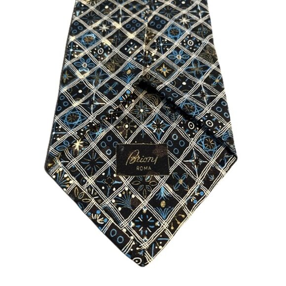 Brioni 62 x 3.75 Multi Color Geometric Design Mens Neck Tie - Picture 2 of 3